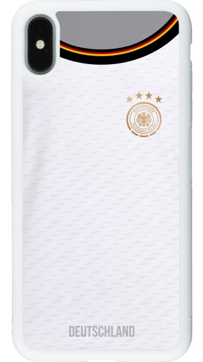 iPhone Xs Max Case Hülle - Silikon weiss Deutschland 2022 personalisierbares Fußballtrikot