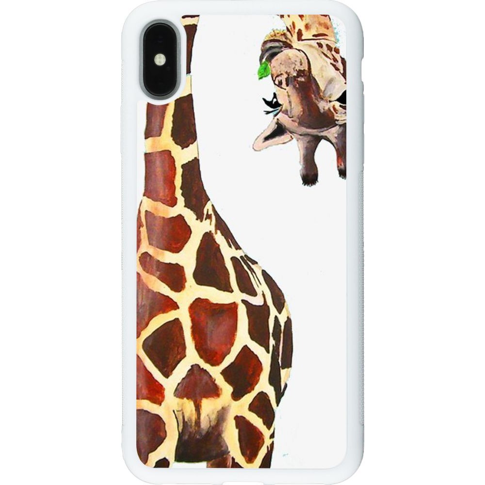 Hülle iPhone Xs Max - Silikon weiss Giraffe Fit