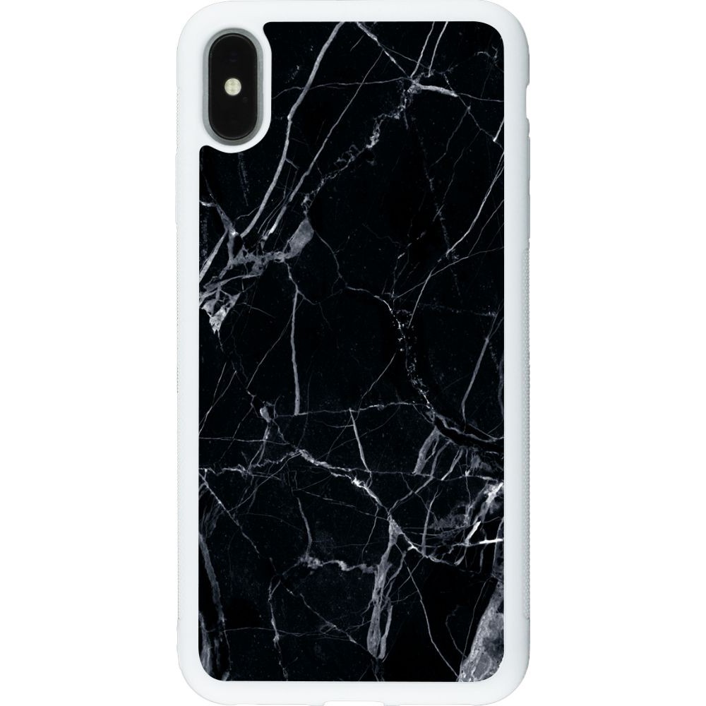 Hülle iPhone Xs Max - Silikon weiss Marble Black 01