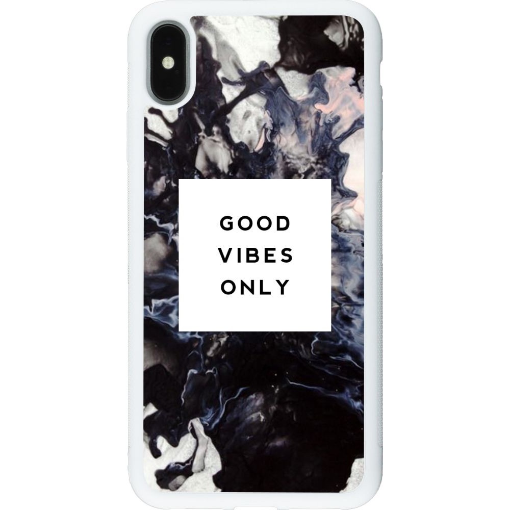 Hülle iPhone Xs Max - Silikon weiss Marble Good Vibes Only