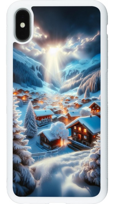 iPhone Xs Max Case Hülle - Silikon weiss Berg Schnee Licht