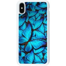 Hülle iPhone Xs Max - Silikon weiss Papillon - Bleu