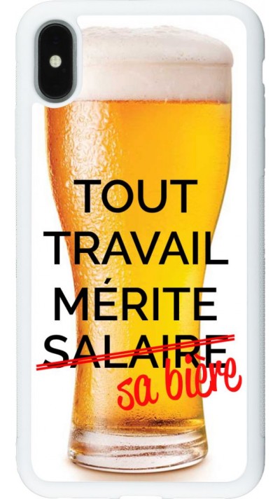 Hülle iPhone Xs Max - Silikon weiss Tout travail mérite sa bière