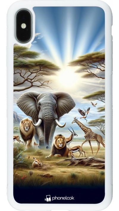 iPhone Xs Max Case Hülle - Silikon weiss Afrikanisches Wildleben