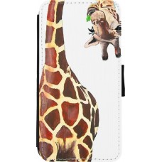 Hülle iPhone Xs Max - Wallet schwarz Giraffe Fit