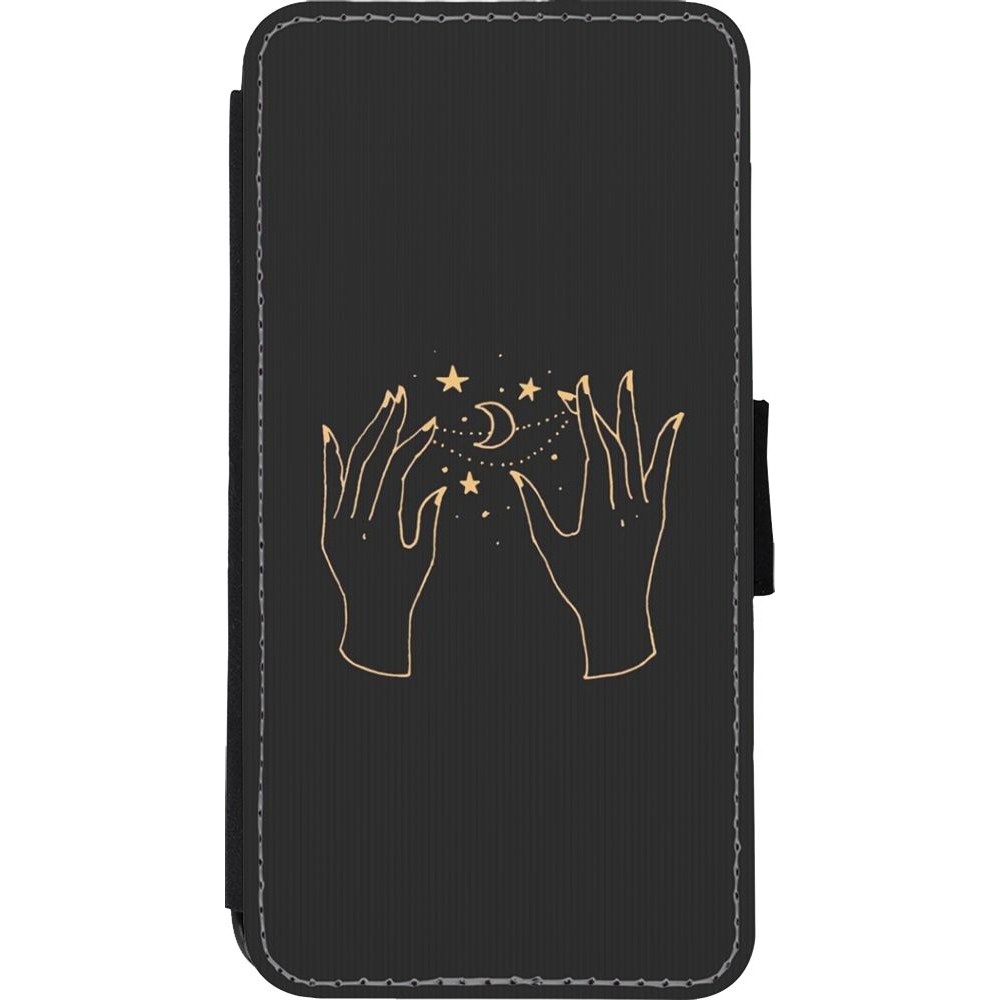 Hülle iPhone Xs Max - Wallet schwarz Grey magic hands