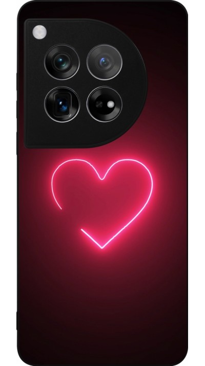 OnePlus 12 Case Hülle - Silikon schwarz Valentine 2023 single neon heart