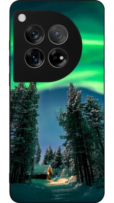 OnePlus 12 Case Hülle - Silikon schwarz Winter 22 Northern Lights