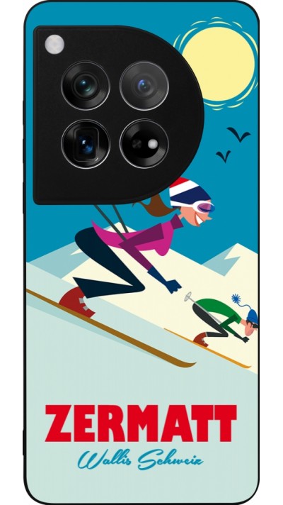 OnePlus 12 Case Hülle - Silikon schwarz Zermatt Ski Downhill