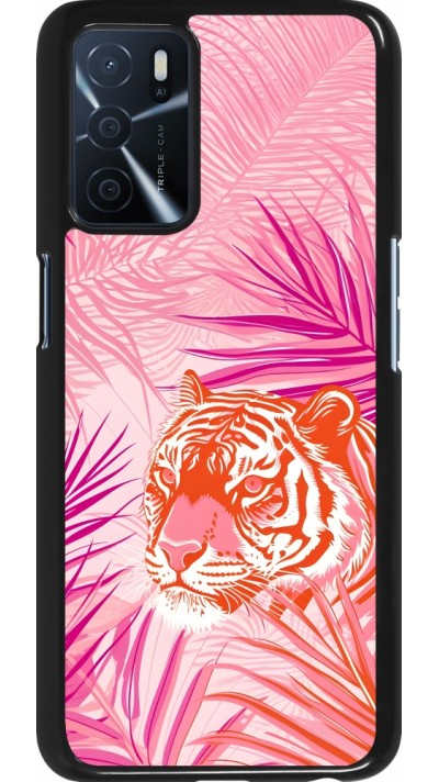 OPPO A16s Case Hülle - Tiger Palmen rosa