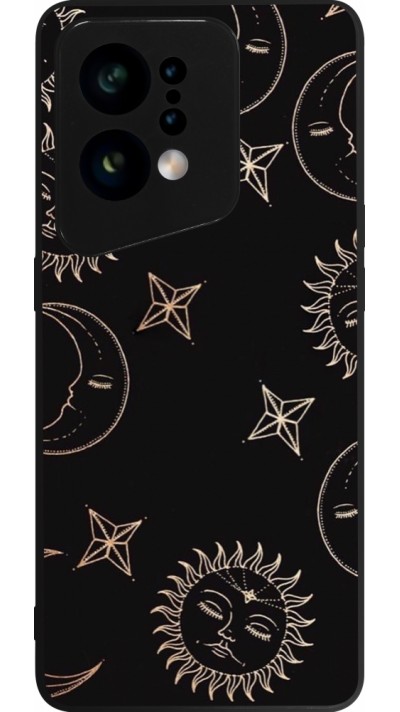 OPPO Find X5 Case Hülle - Silikon schwarz Suns and Moons