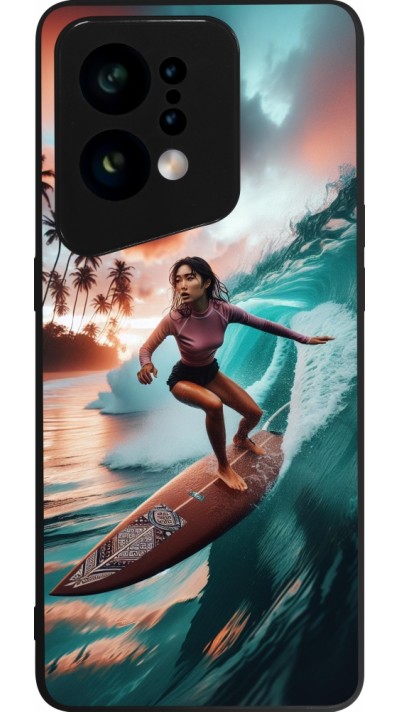 OPPO Find X5 Case Hülle - Silikon schwarz Surferin aus Bali