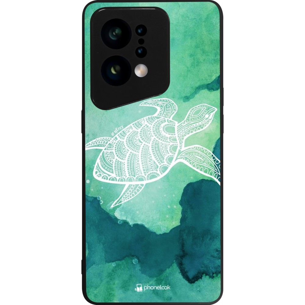 OPPO Find X5 Case Hülle - Silikon schwarz Turtle Aztec Watercolor