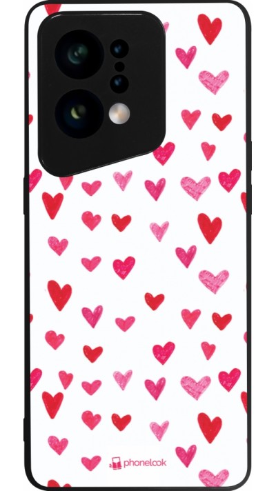 OPPO Find X5 Case Hülle - Silikon schwarz Valentine 2022 Many pink hearts