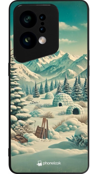 OPPO Find X5 Case Hülle - Silikon schwarz Vintage Schneebedeckter Berg Iglu