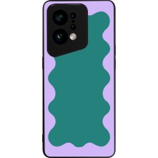 OPPO Find X5 Case Hülle - Silikon schwarz Wavy Rectangle Green Purple