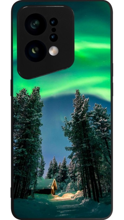 OPPO Find X5 Case Hülle - Silikon schwarz Winter 22 Northern Lights