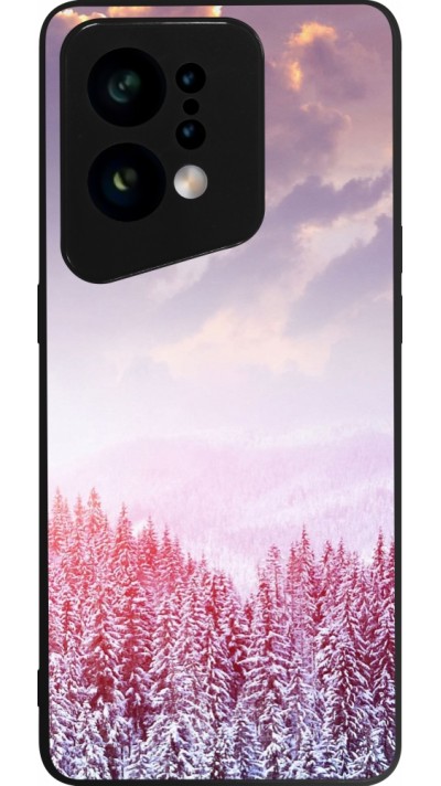 OPPO Find X5 Case Hülle - Silikon schwarz Winter 22 Pink Forest