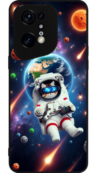 OPPO Find X5 Pro Case Hülle - Silikon schwarz VR SpaceCat Odyssee