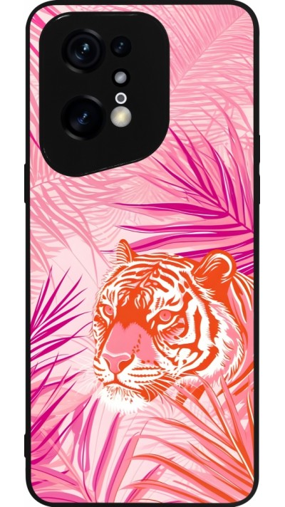 OPPO Find X5 Pro Case Hülle - Silikon schwarz Tiger Palmen rosa