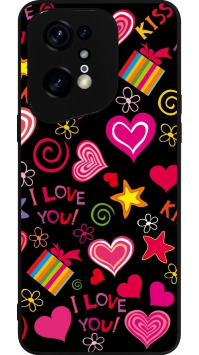 OPPO Find X5 Pro Case Hülle - Silikon schwarz Valentine 2023 love symbols