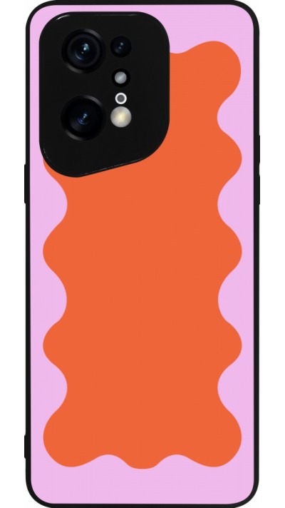 OPPO Find X5 Pro Case Hülle - Silikon schwarz Wavy Rectangle Orange Pink