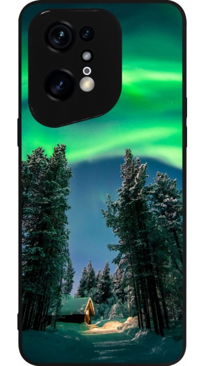 OPPO Find X5 Pro Case Hülle - Silikon schwarz Winter 22 Northern Lights