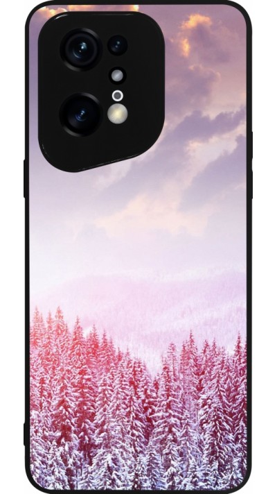 OPPO Find X5 Pro Case Hülle - Silikon schwarz Winter 22 Pink Forest