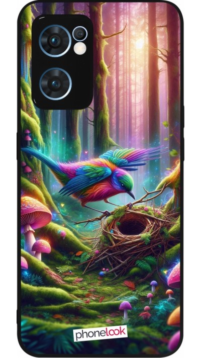 OPPO Reno7 5G Case Hülle - Silikon schwarz Vogel Nest Wald