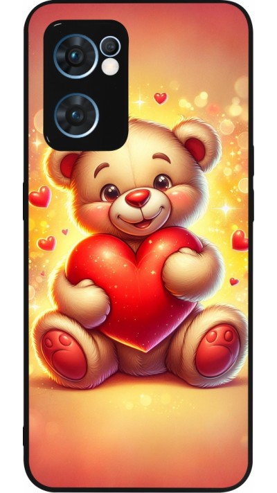 OPPO Reno7 5G Case Hülle - Silikon schwarz Valentin 2024 Teddy Liebe