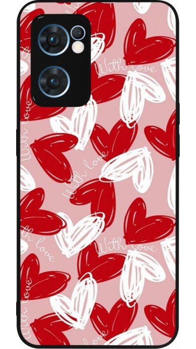 OPPO Reno7 5G Case Hülle - Silikon schwarz Valentine 2024 with love heart