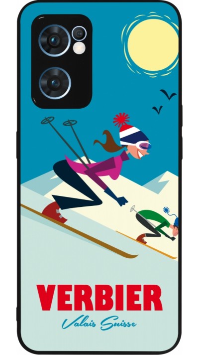 OPPO Reno7 5G Case Hülle - Silikon schwarz Verbier Ski Downhill