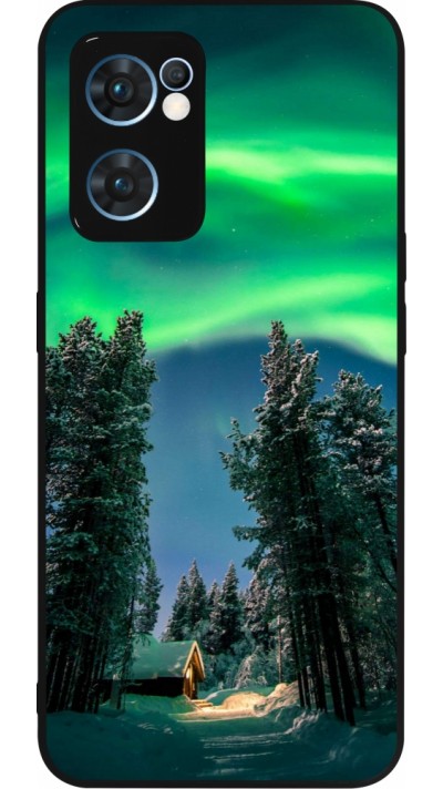 OPPO Reno7 5G Case Hülle - Silikon schwarz Winter 22 Northern Lights