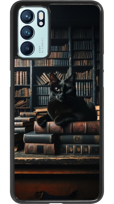 OPPO Reno6 5G Case Hülle - Katze Bücher dunkel