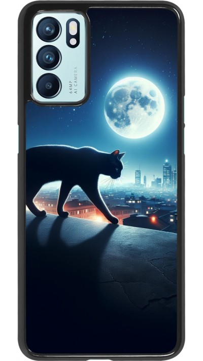 OPPO Reno6 5G Case Hülle - Schwarze Katze unter dem Vollmond