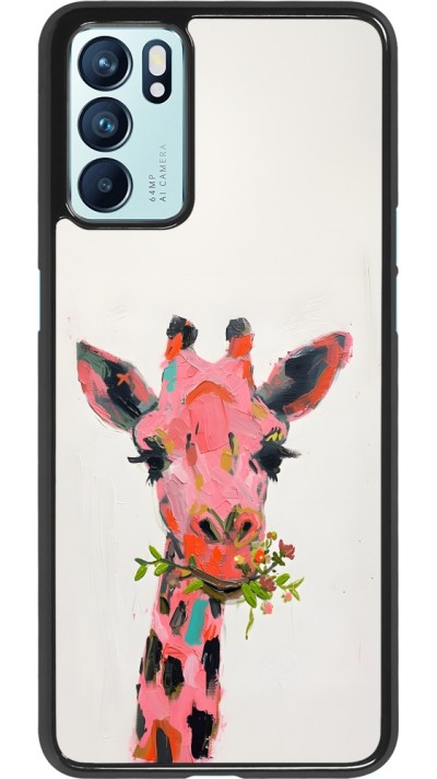 OPPO Reno6 5G Case Hülle - Pink Girafe Paint