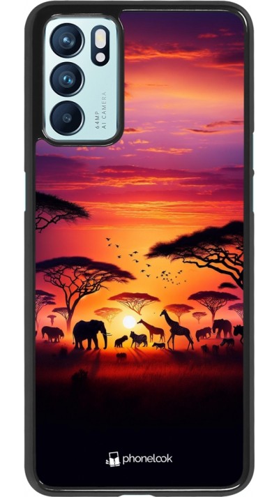 OPPO Reno6 5G Case Hülle - Safari Sonnenuntergang Wildtiere