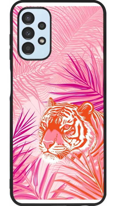 Samsung Galaxy A13 5G Case Hülle - Silikon schwarz Tiger Palmen rosa