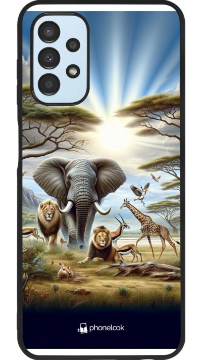 Coque Samsung Galaxy A13 5G - Silicone rigide noir Vie sauvage africaine