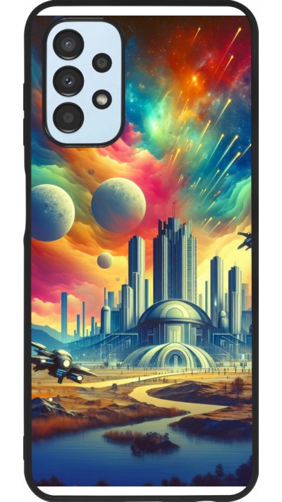 Coque Samsung Galaxy A13 5G - Silicone rigide noir Ville extra-dôme futuriste