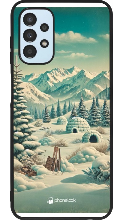 Samsung Galaxy A13 5G Case Hülle - Silikon schwarz Vintage Schneebedeckter Berg Iglu