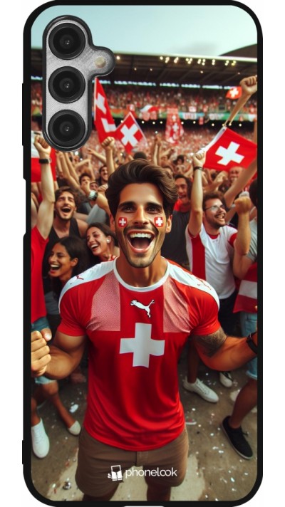 Coque Samsung Galaxy A14 5G - Silicone rigide noir Supporter Suisse Euro 2024