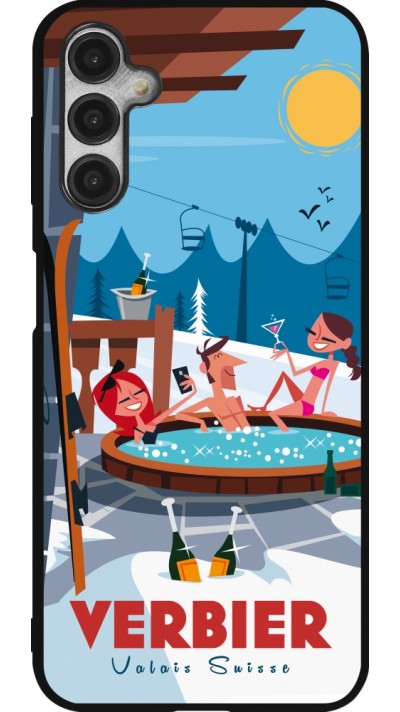 Coque Samsung Galaxy A14 5G - Silicone rigide noir Verbier Mountain Jacuzzi