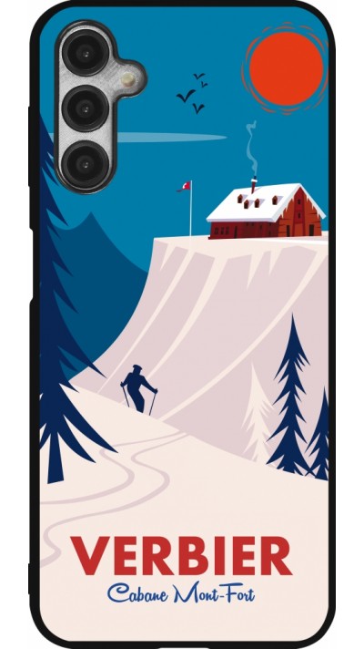 Coque Samsung Galaxy A14 5G - Silicone rigide noir Verbier Cabane Mont-Fort