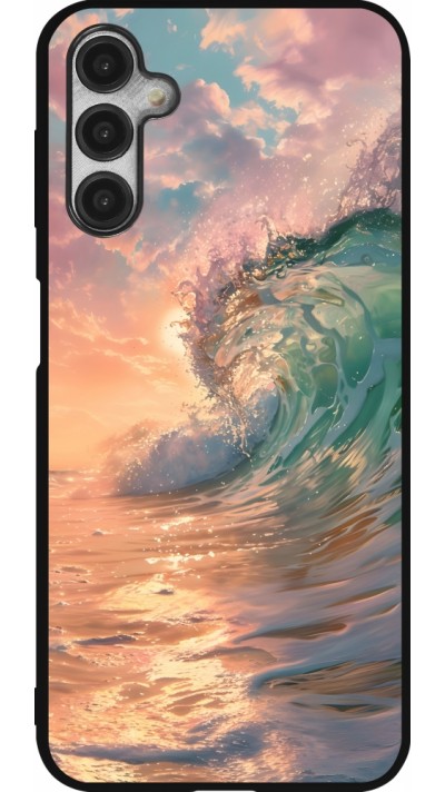 Coque Samsung Galaxy A14 5G - Silicone rigide noir Wave Sunset