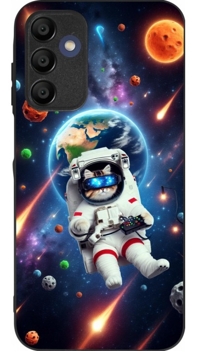 Samsung Galaxy A15 Case Hülle - Silikon schwarz VR SpaceCat Odyssee