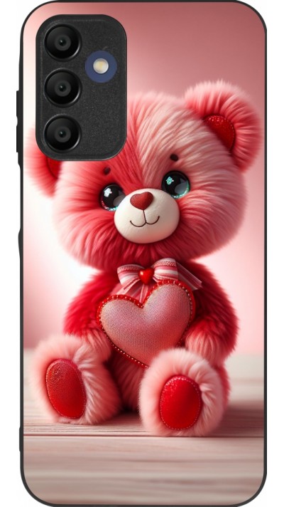 Samsung Galaxy A15 Case Hülle - Silikon schwarz Valentin 2024 Rosaroter Teddybär