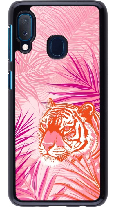 Samsung Galaxy A20e Case Hülle - Tiger Palmen rosa