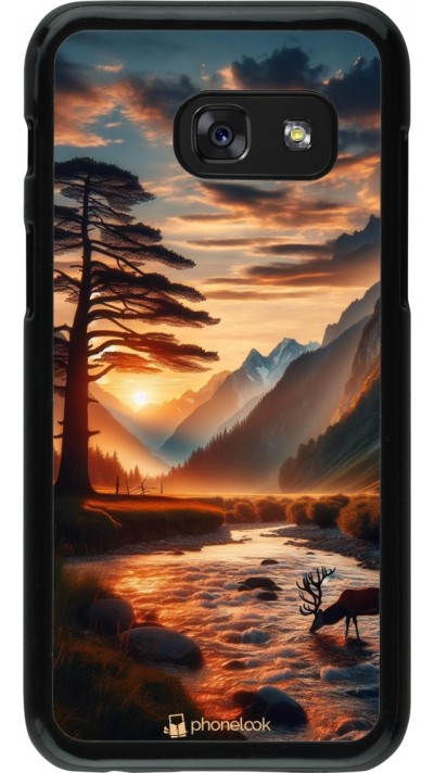 Samsung Galaxy A3 (2017) Case Hülle - Tal Sonnenuntergang Hirsch Baum