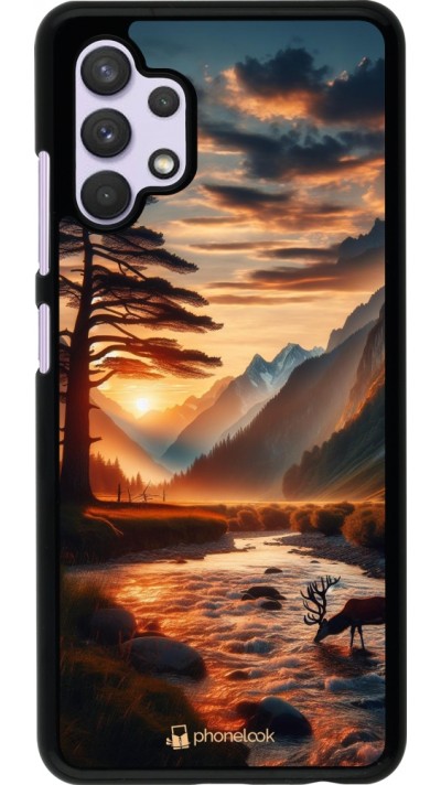 Samsung Galaxy A32 Case Hülle - Tal Sonnenuntergang Hirsch Baum